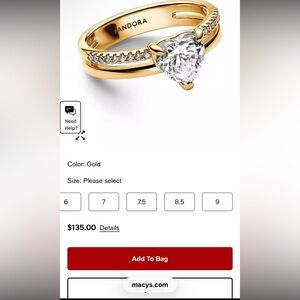 Pandora Gold & Diamond Accent Women's Ring